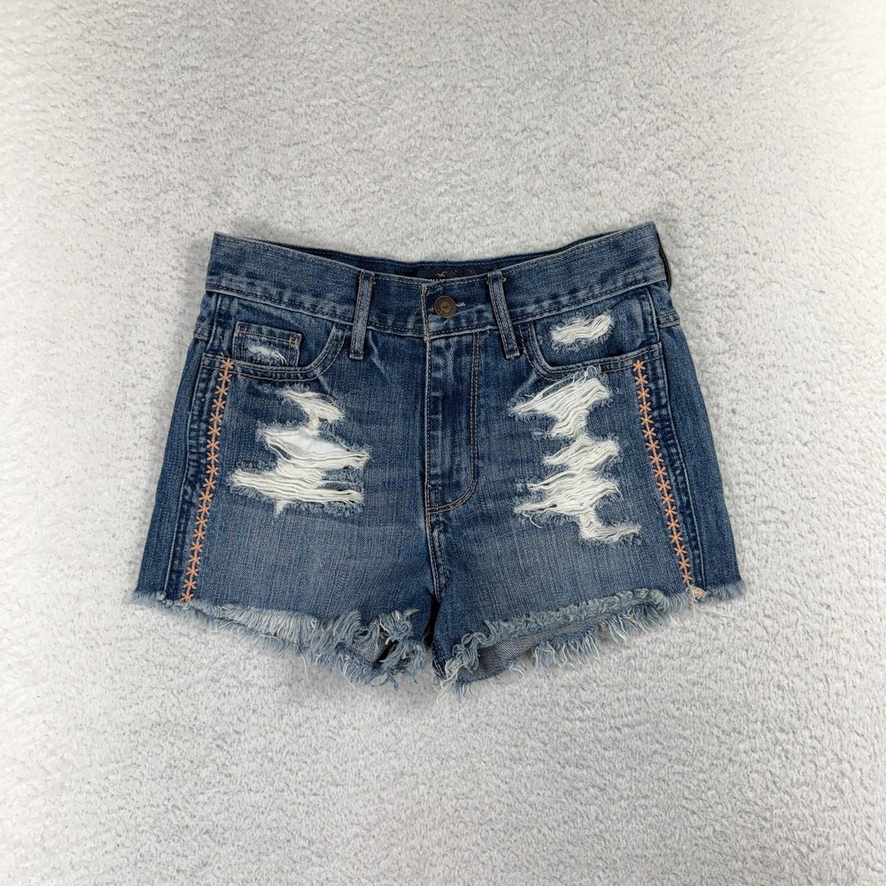 Hollister Short Short High Rise Light Wash Denim Jean Shorts 0 24 (W25.5)